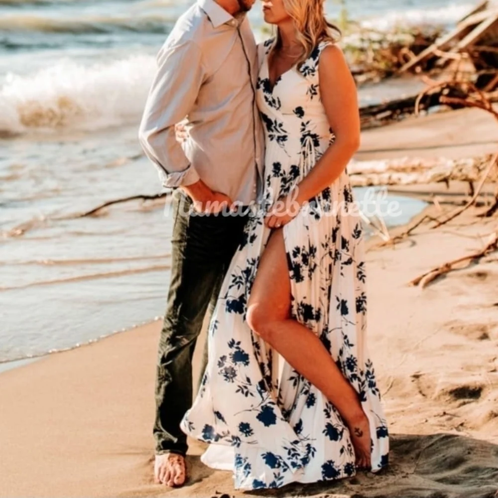 Nwt Lulu's Small Boho Ivory Multi Floral Print Pleated Wrap Maxi Dress - Picture 8 of 16